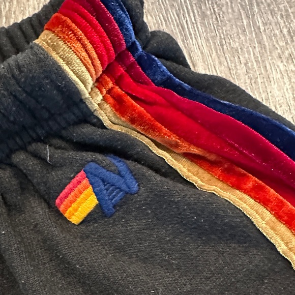 Aviator Nation XS Black Sweatpants with Red and Gold Accent Stripes - Picture 4 of 4